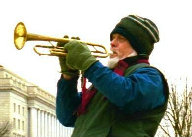 Bugler on winter day