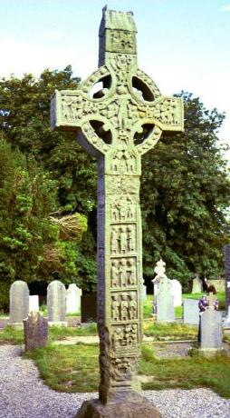 Celtic cross in old Irish cemetery