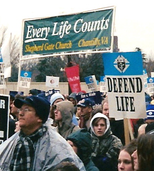 Banner at March for Life: '<u>Every</u> Life Counts'