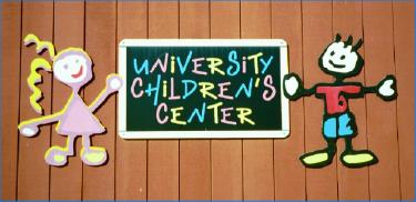 Colorful sign for University Children's Center