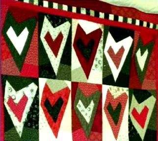 Quilt with hearts pattern