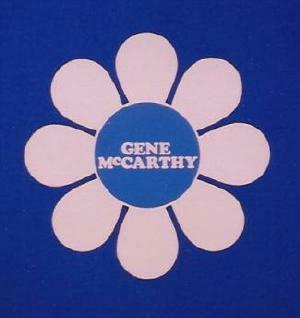 Daisy sticker with 'Gene McCarthy' in center, widely used in 1968 McCarthy campaign