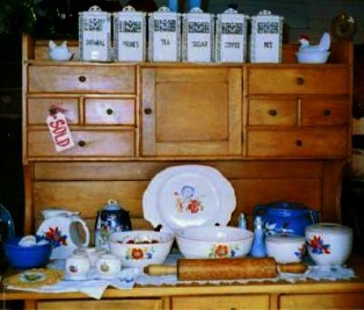Beautiful old hutch with kitchen collectibles